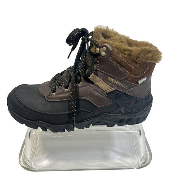 Merrell Brown Waterproof Vibram Boots Sz 6 Aurora6 Ice Snow - Picture 1 of 15